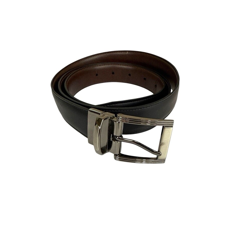 TAED Men's Reversible Belt Size 42 Black & Brown – Silver Tone Buckle Business